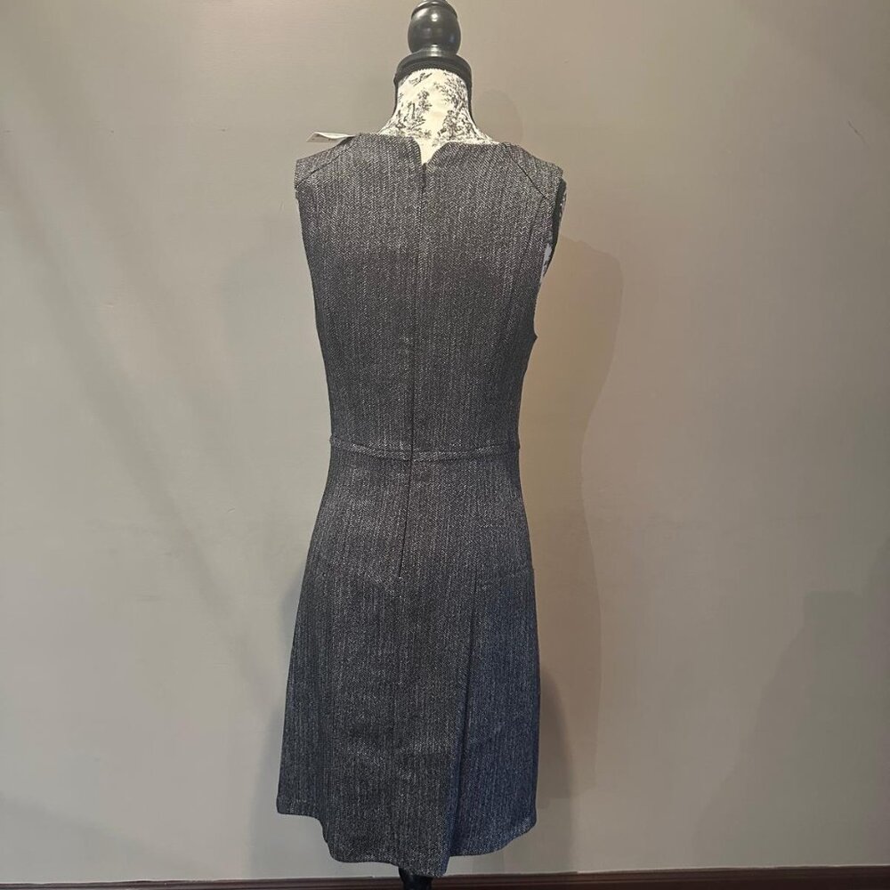 Next NWT Grey Tweed Herringbone Sheath Dress Sleeveless Button Detail Workwear - Picture 5 of 7
